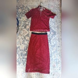 Maroon lace midi and top